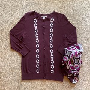 Banana Republic Burgundy Cardigan, Size Medium